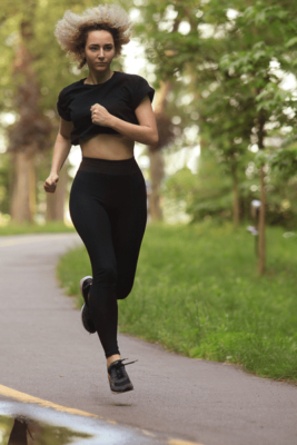 Girl Running On Road