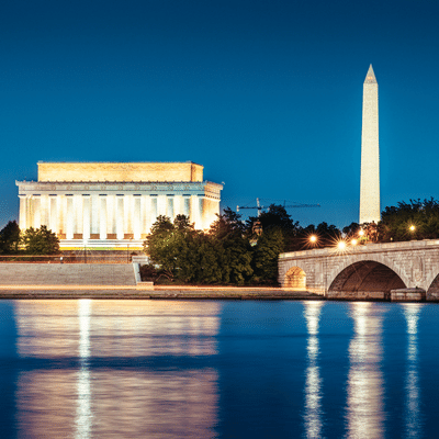 Lincoln Memorial, Washington Monument, Potomac River, Memorial Bridge, Washington Monument On The Reflecting Pool At Dawn, Washington Dc