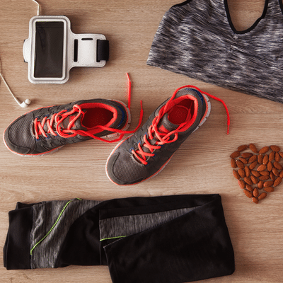 Running Shoes, Bra, Pants, Almonds, Armband