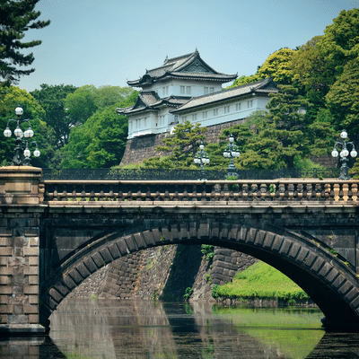 Tokyo Imperial Palace Bridge Over River, Japan