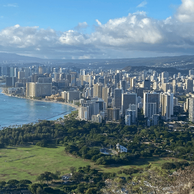 View Of Wikiki And Honolulu From Top Of Diamond Head Crater